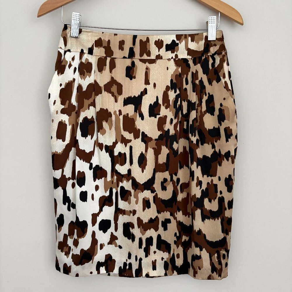 ESCADA La Traviata 100% Silk Abstract Leopard Skirt Slovenia Luxury Chic 36